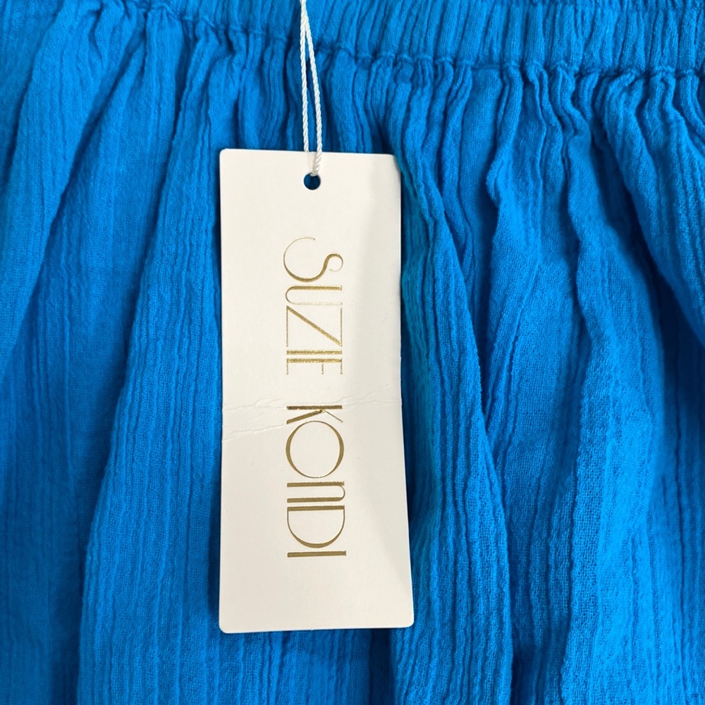 Suzie Kondi green side pockets gauze cotton play shorts blue - Picture 3 of 12